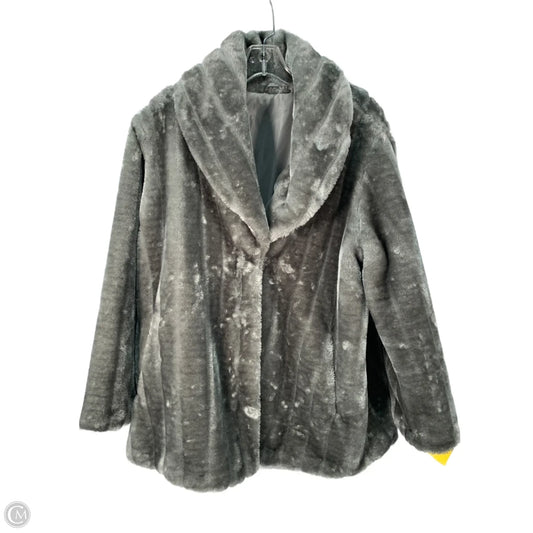 Jacket Faux Fur & Sherpa By Clothes Mentor In Grey, Size: L