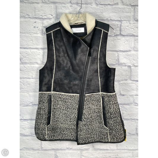 Vest Faux Fur & Sherpa By Tahari By Arthur Levine In Black & Cream, Size: M