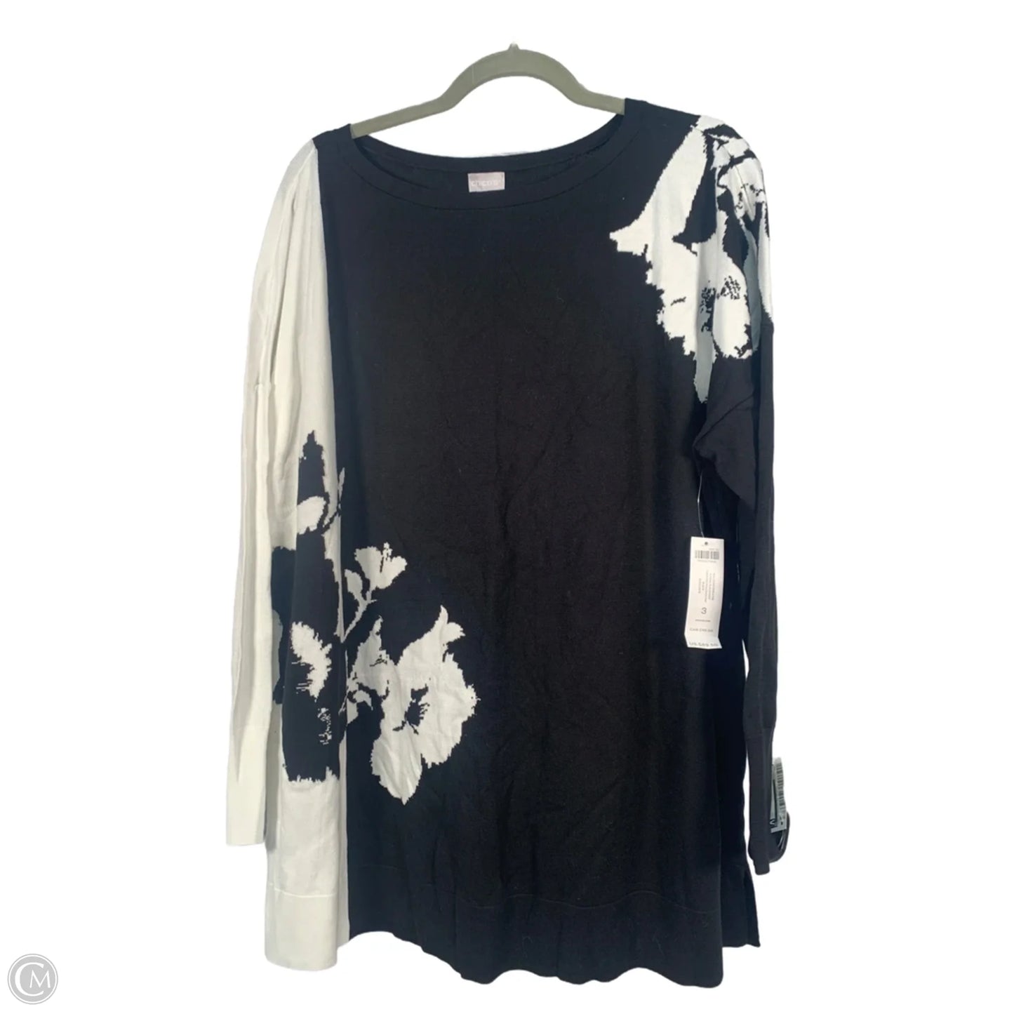 Sweater By Chicos In Black & Cream, Size: Xl