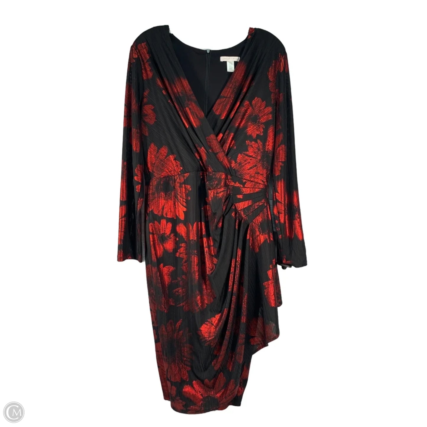 Dress Party Midi By London Times In Black & Red, Size: L