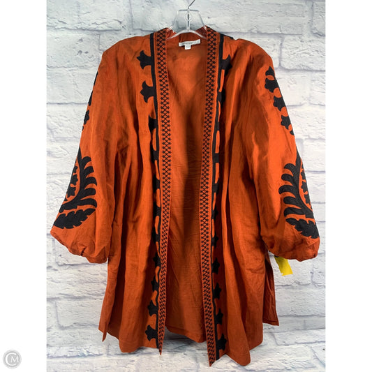 Cardigan By Chicos In Black & Orange, Size: L