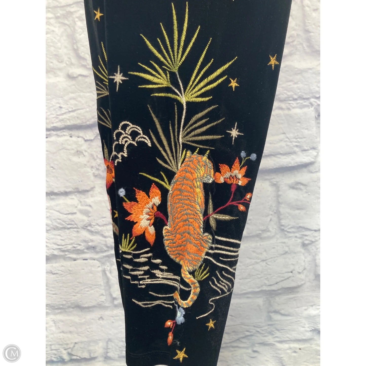 Pants Leggings By Johnny Was In Black & Yellow, Size: 16