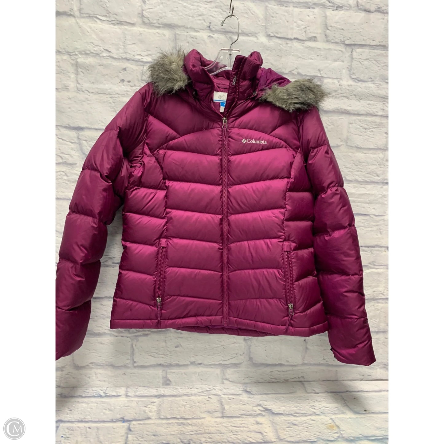 Jacket Puffer & Quilted By Columbia In Purple & Tan, Size: L