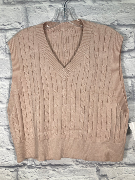 Vest Sweater By Clothes Mentor In Tan, Size: Xl