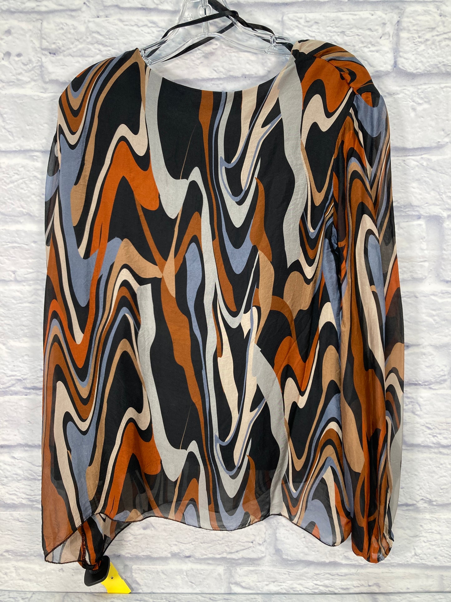 Top Long Sleeve By Charlie B In Brown & Orange, Size: Xl