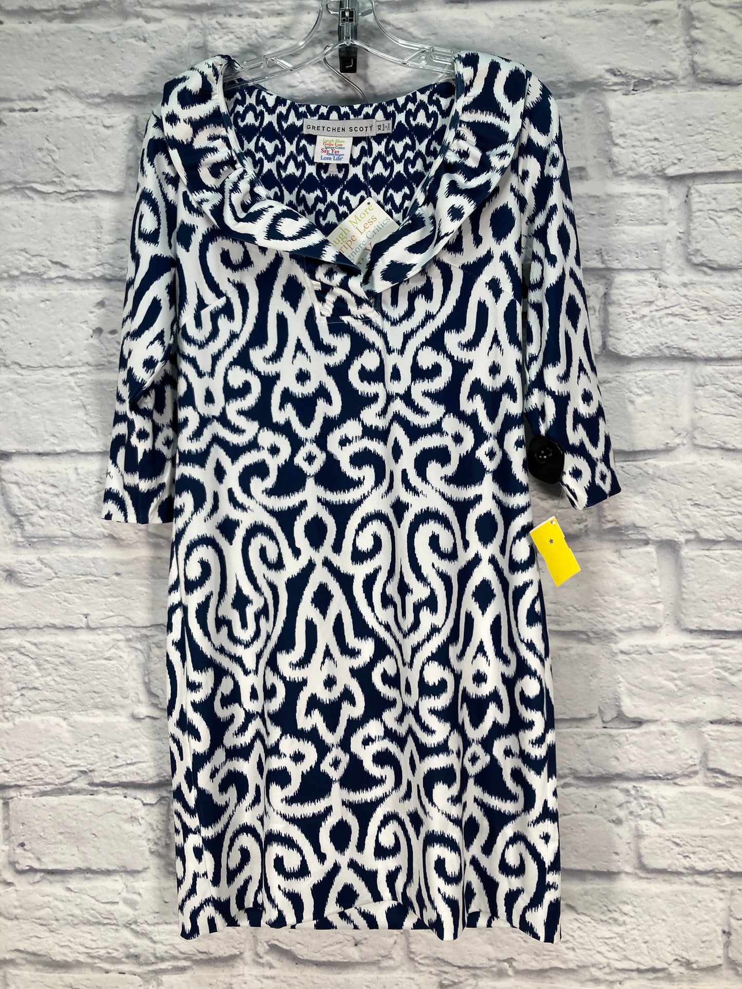 Dress Party Midi By Clothes Mentor In Blue & White, Size: Xs