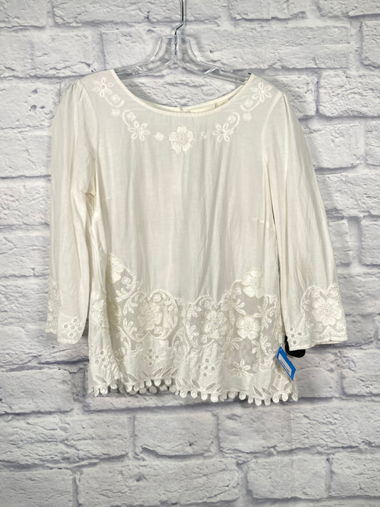 Blouse 3/4 Sleeve By Maeve In White, Size: S