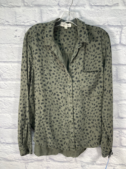 Blouse Long Sleeve By Cloth & Stone In Green & Grey, Size: L