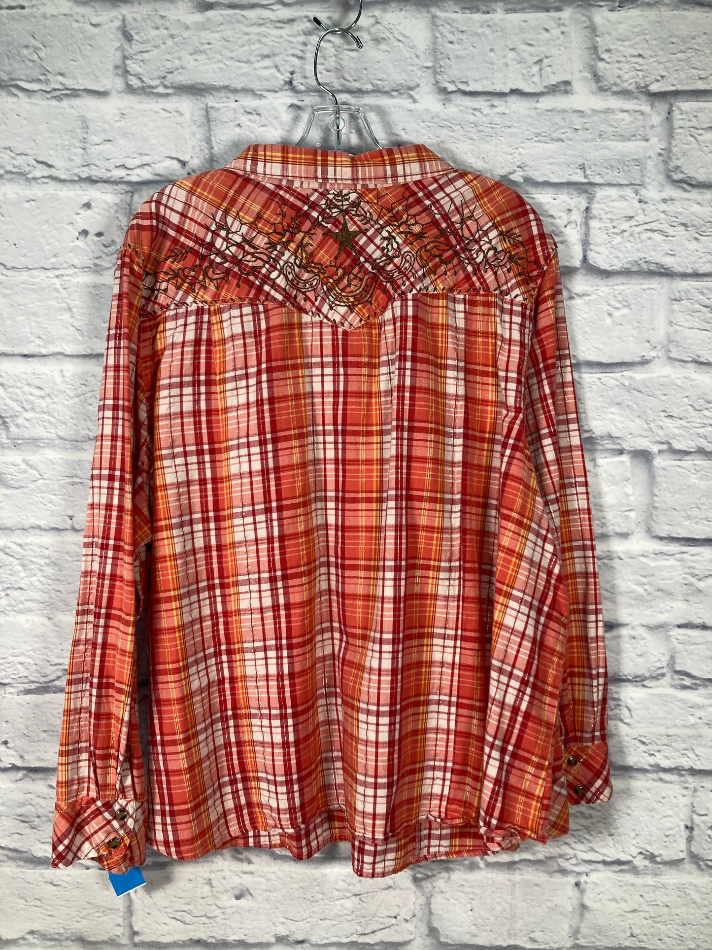 Blouse Long Sleeve By Clothes Mentor In Orange & Red, Size: L