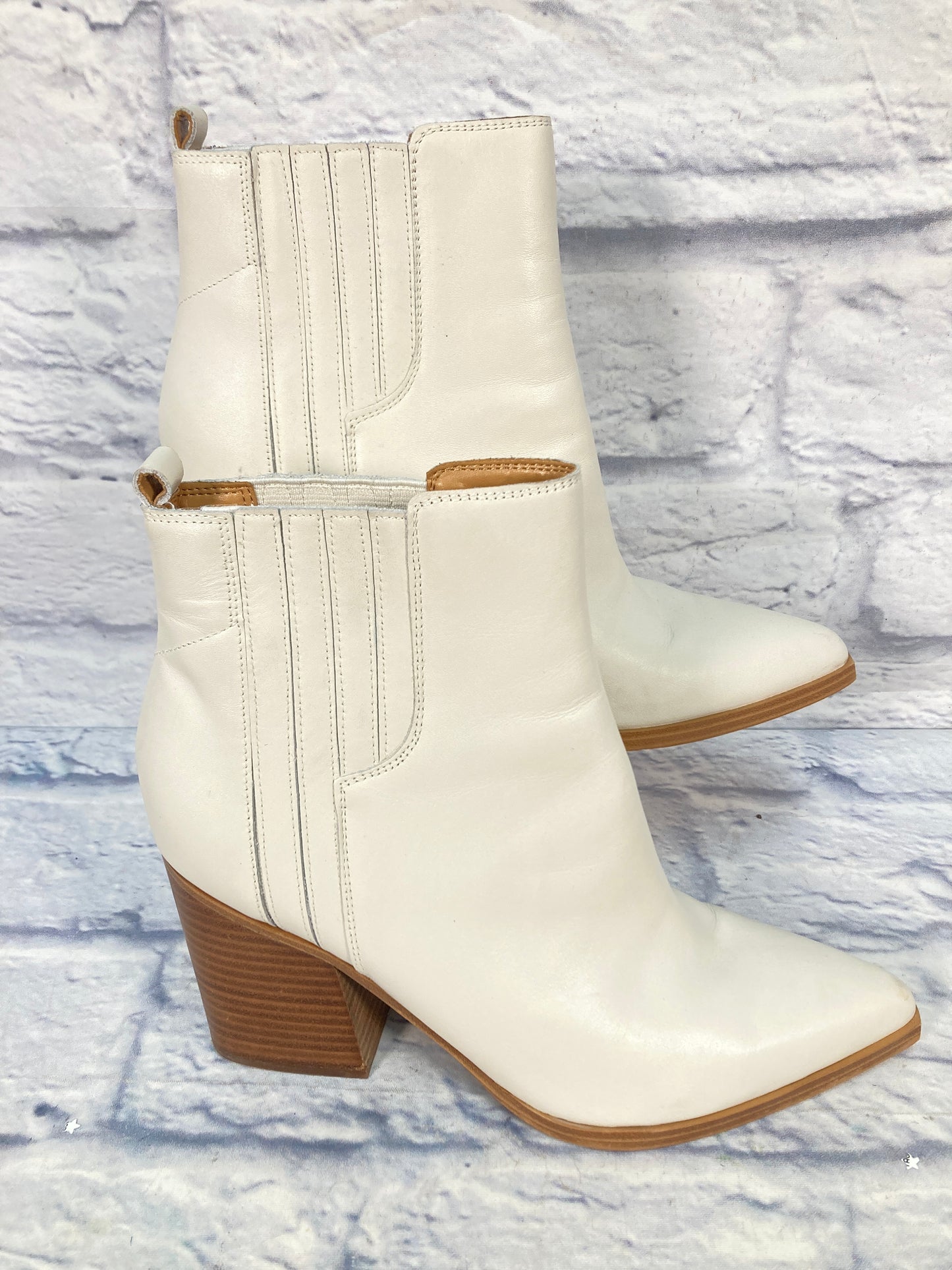 Boots Ankle Heels By Mark Fisher In Cream, Size: 10