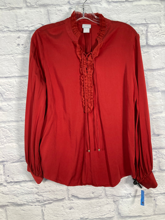 Blouse Long Sleeve By Chicos In Red, Size: L