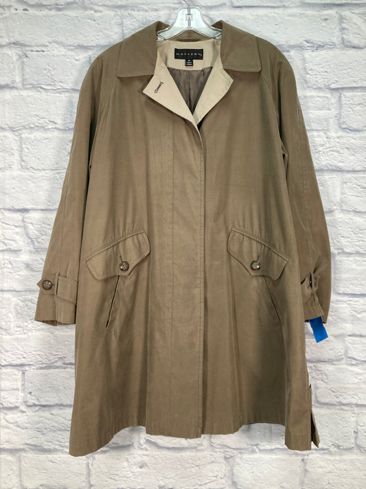 Coat Trench Coat By Gallery In Brown & Grey, Size: M