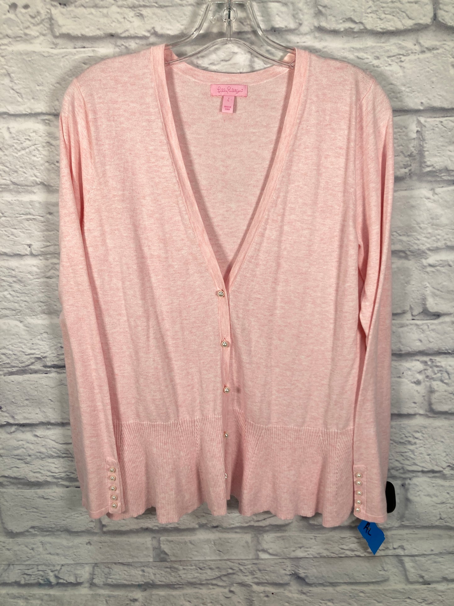 Sweater Cardigan Designer By Lilly Pulitzer In Pink, Size: L