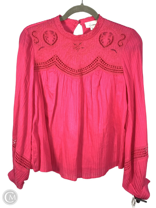 Blouse Long Sleeve By Anthropologie In Pink, Size: Xs