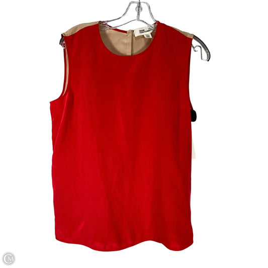 Blouse Designer By Diane Von Furstenberg In Red & Tan, Size: M