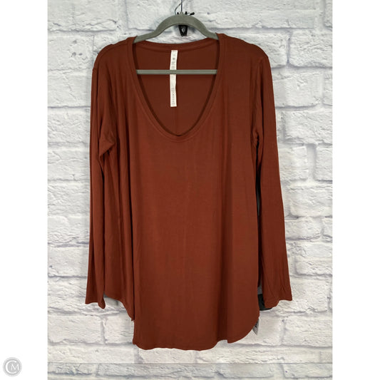 Athletic Top Long Sleeve Collar By Lululemon In Brown, Size: M