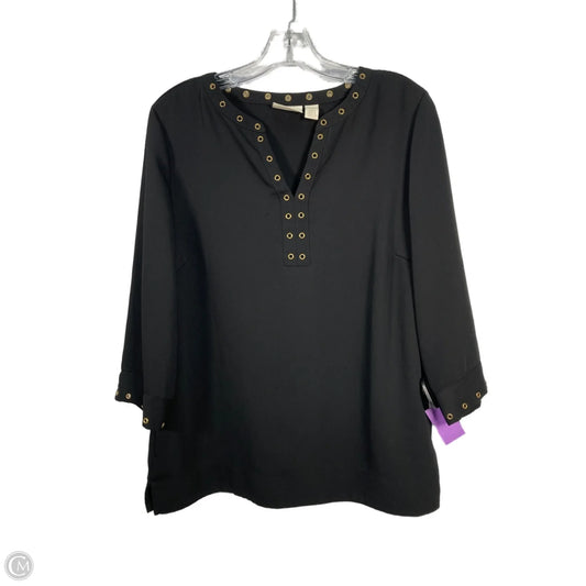 Blouse 3/4 Sleeve By Chicos In Black & Gold, Size: M