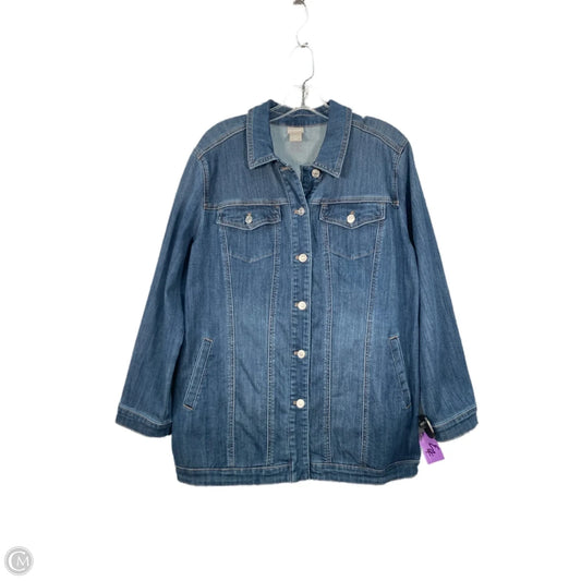 Jacket Denim By Chicos In Blue Denim, Size: L