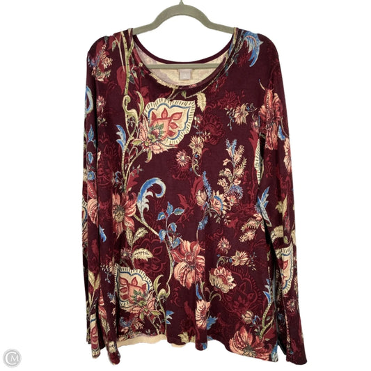 Top Long Sleeve By Chicos In Maroon, Size: L