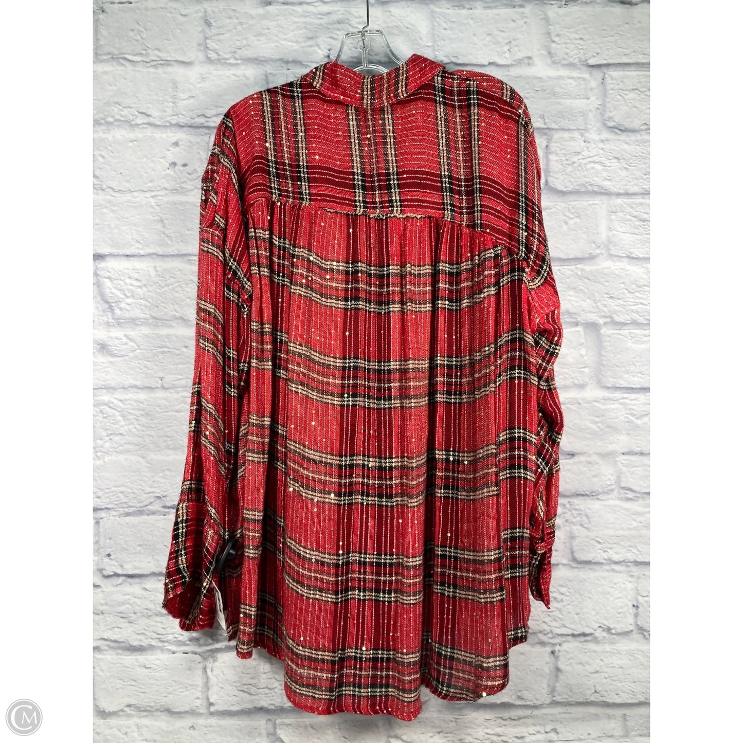 Blouse Long Sleeve By Free People In Black & Red, Size: M
