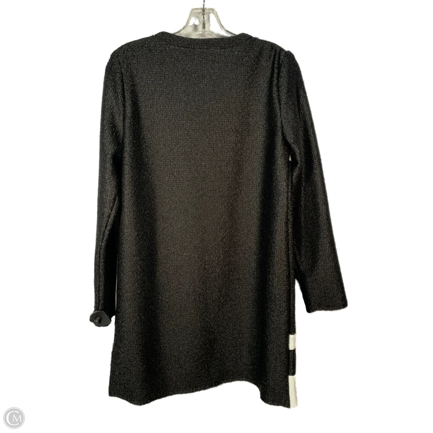Coat Trench Coat By Chicos In Black & Cream, Size: S