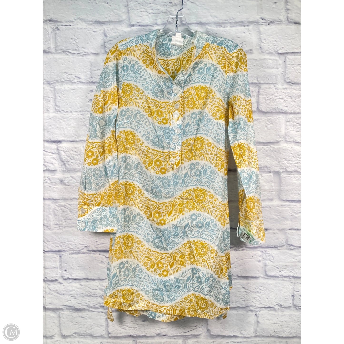 Dress Casual Short By Ivy Jane In Blue & Yellow, Size: S