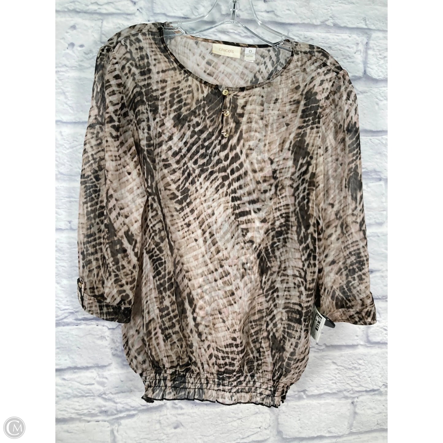 Blouse 3/4 Sleeve By Chicos In Brown, Size: S