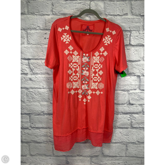 Top Short Sleeve By Johnny Was In Pink, Size: L