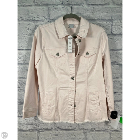 Jacket Denim By Chicos In Pink Denim, Size: Mp