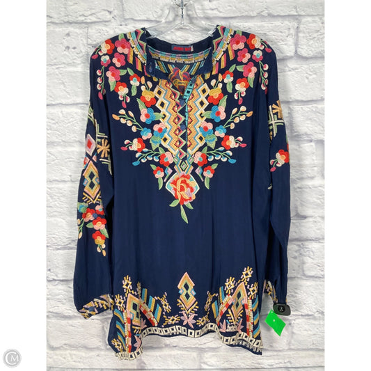 Blouse Long Sleeve By Johnny Was In Blue, Size: M