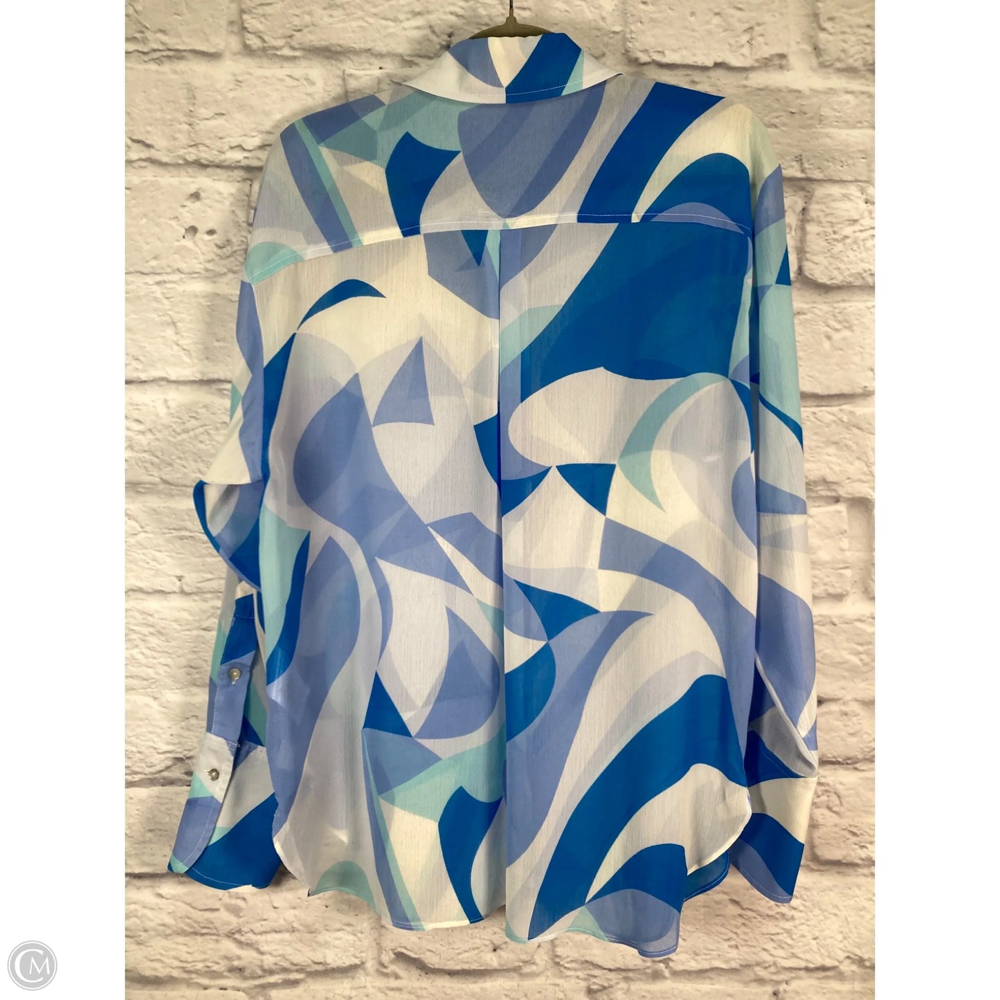 Blouse Long Sleeve By Emory Park In Blue & White, Size: M