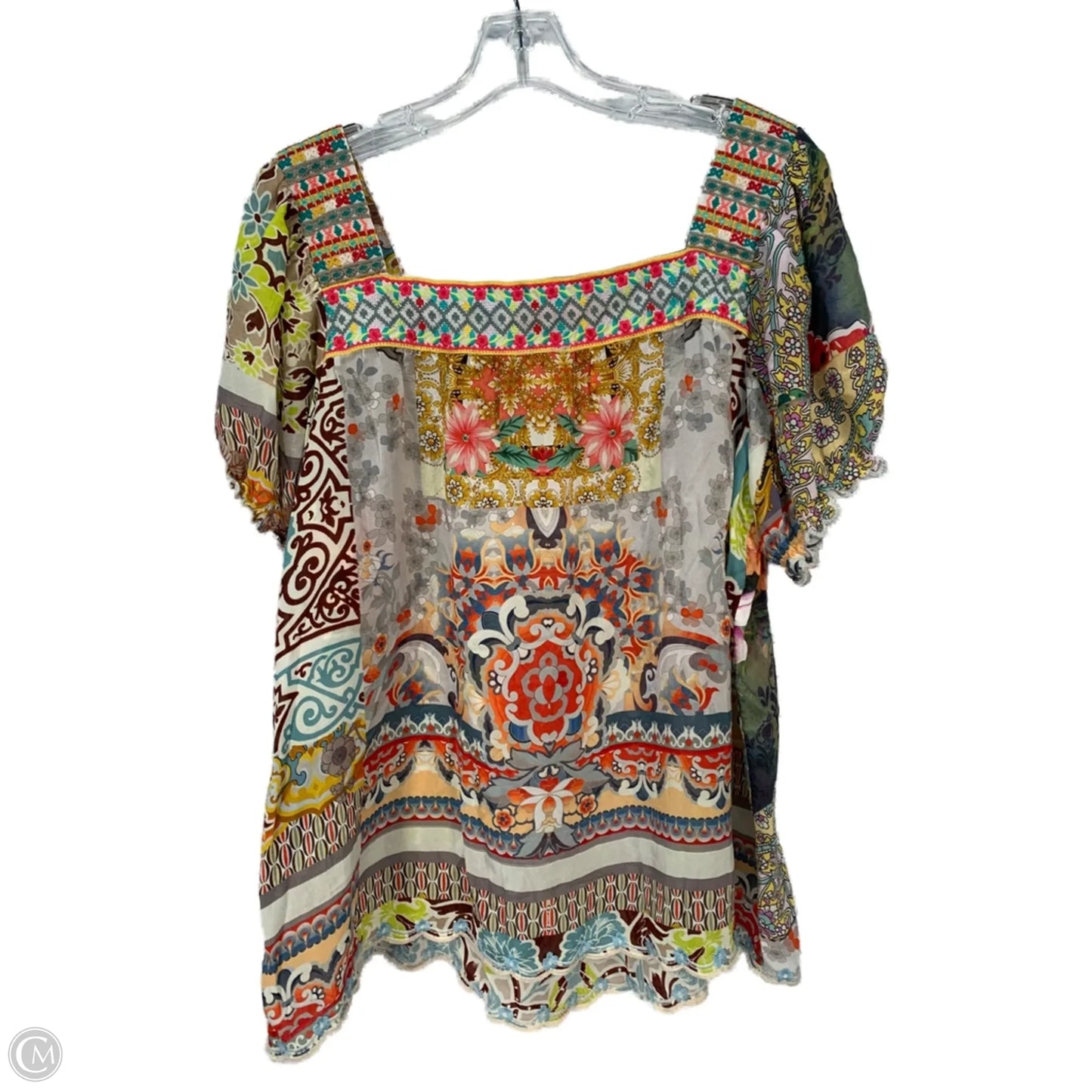 Blouse Short Sleeve By Johnny Was In Multi-colored, Size: Xl