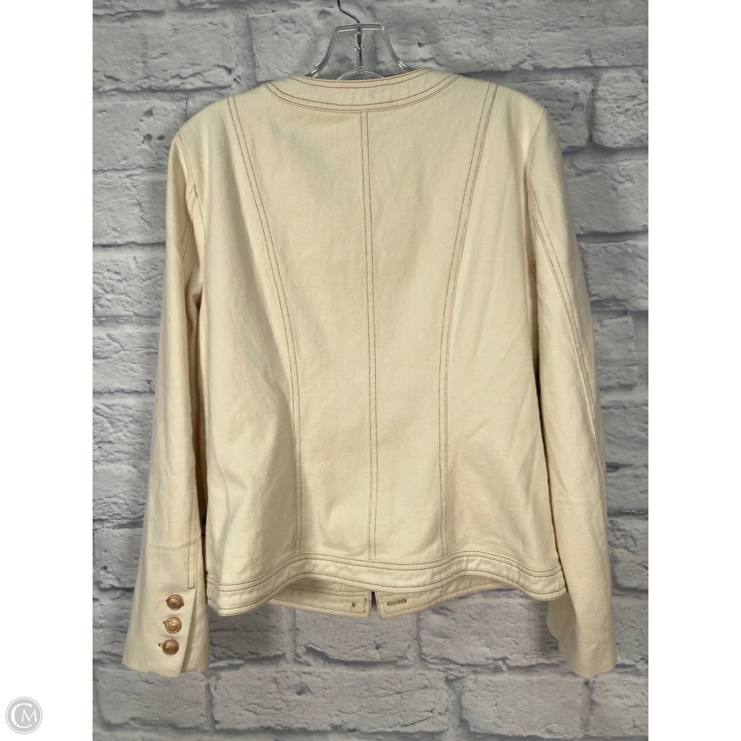 Jacket Denim By Clothes Mentor In Cream Denim, Size: L