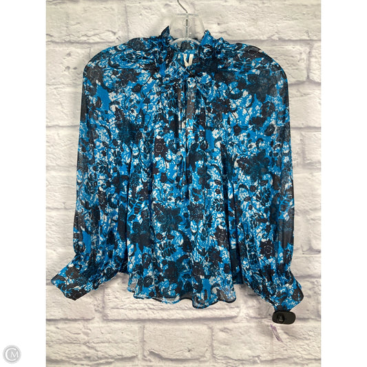 Blouse Long Sleeve By Anthropologie In Black & Blue, Size: Xsp