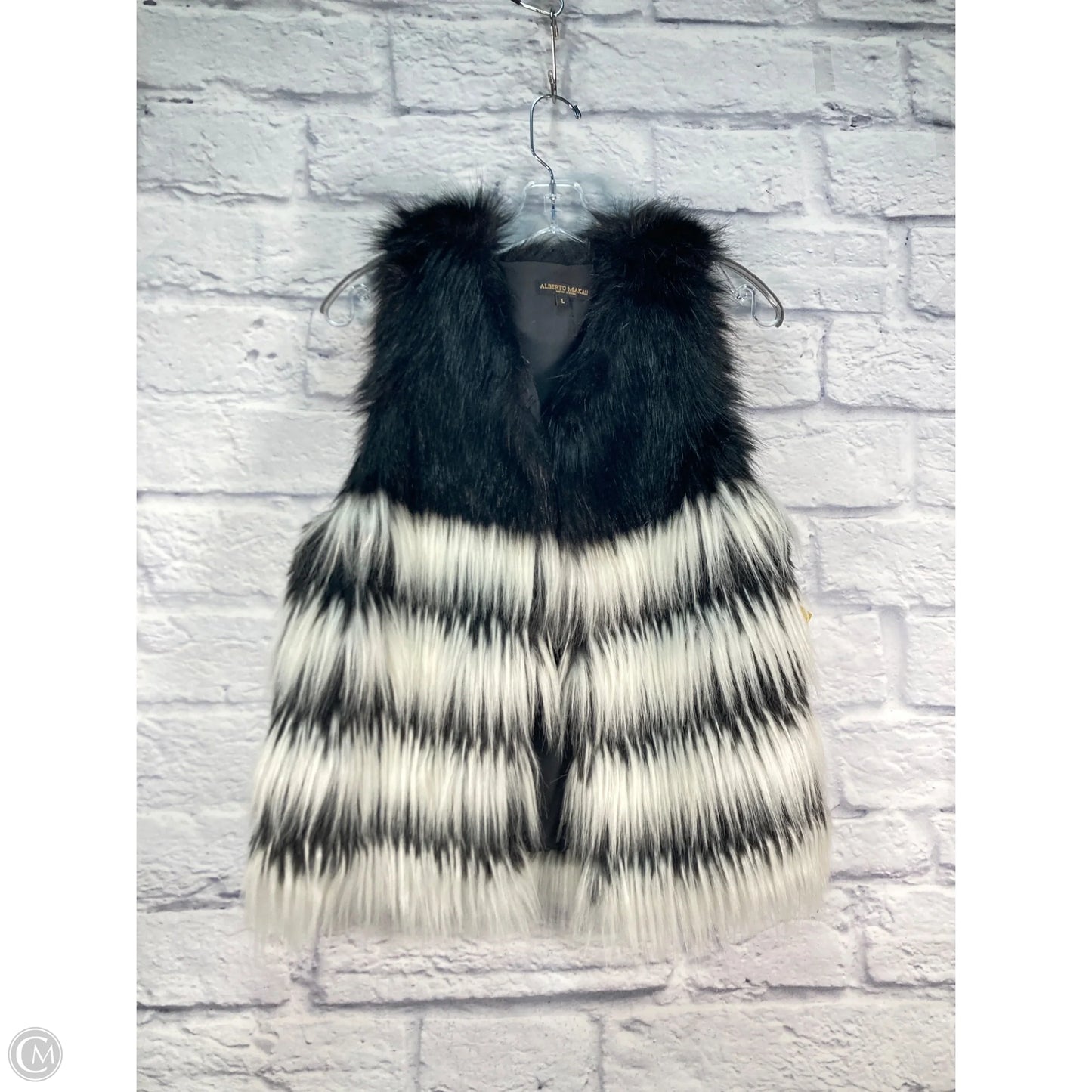 Vest Faux Fur & Sherpa By Alberto Makali In Black & White, Size: L