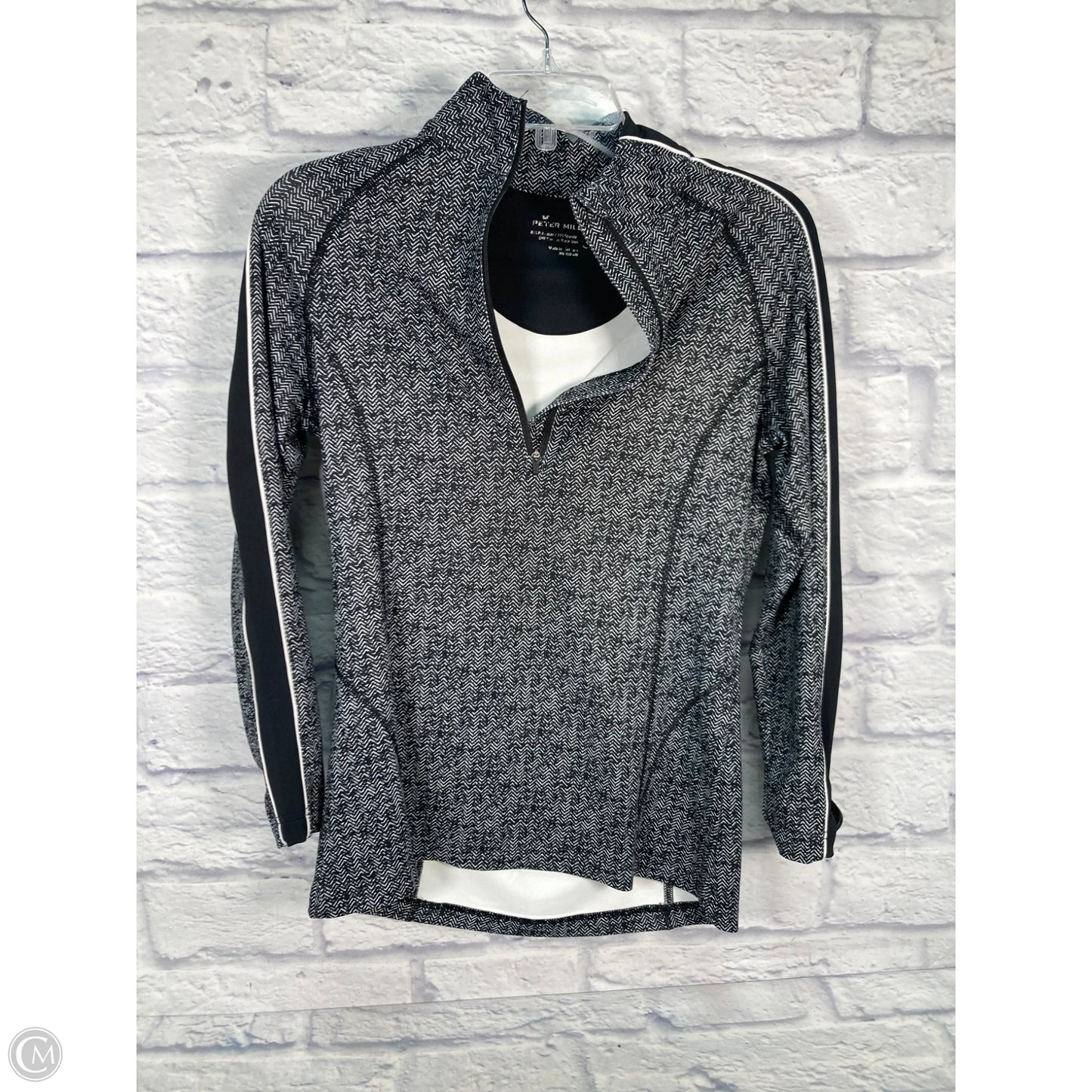 Athletic Top Long Sleeve Collar By Peter Millar In Black, Size: S