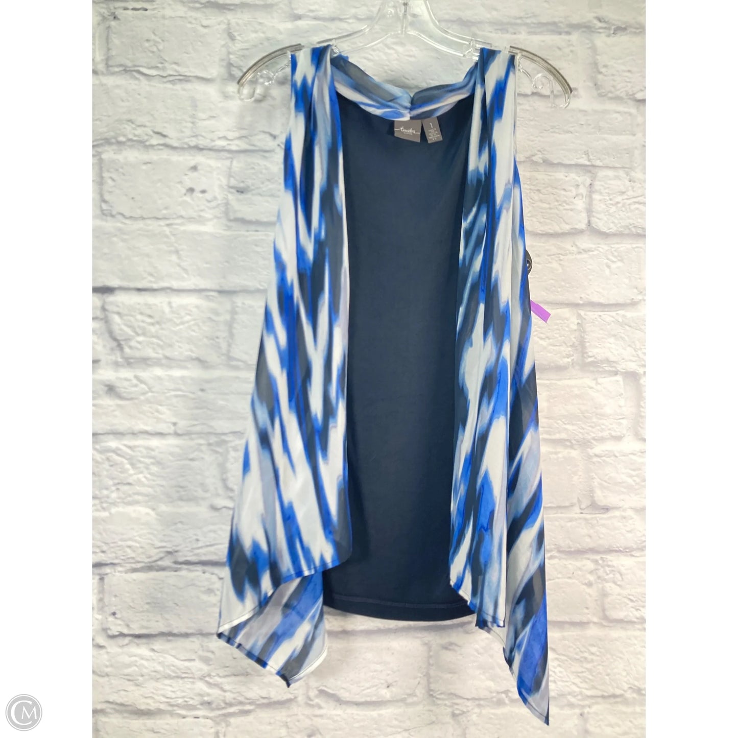 Vest Faux Fur & Sherpa By Chicos In Blue & White, Size: M