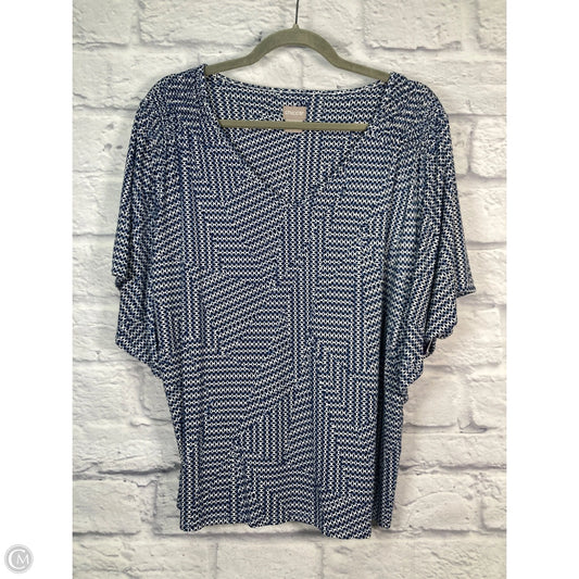 Top Short Sleeve By Chicos In Blue & White, Size: L