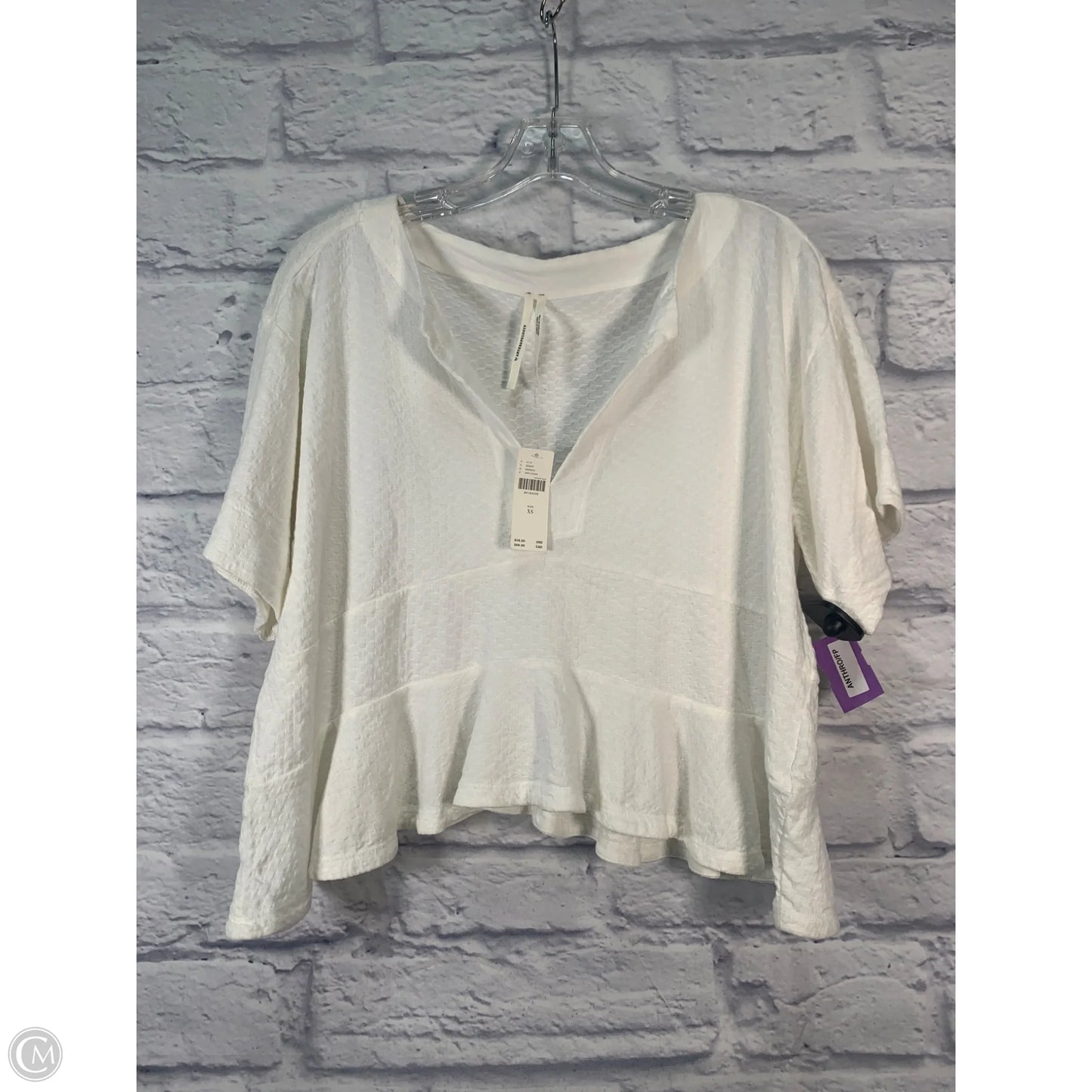 Top Short Sleeve By Anthropologie In White, Size: Xs