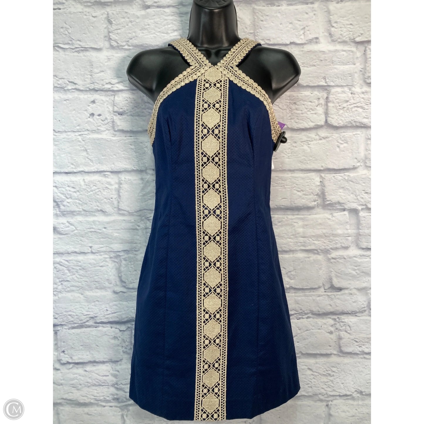 Dress Designer By Lilly Pulitzer In Blue & Gold, Size: Xxs