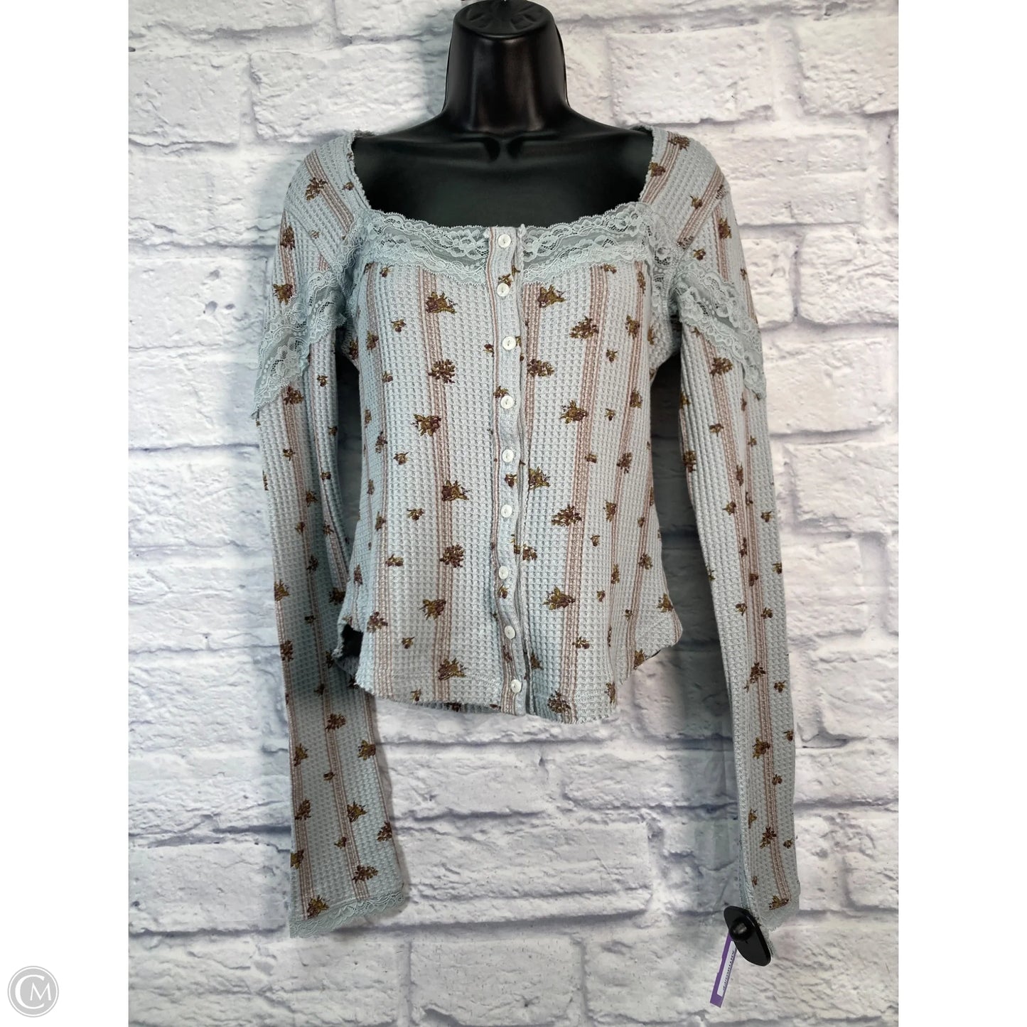 Top Long Sleeve By Free People In Blue & Brown, Size: M