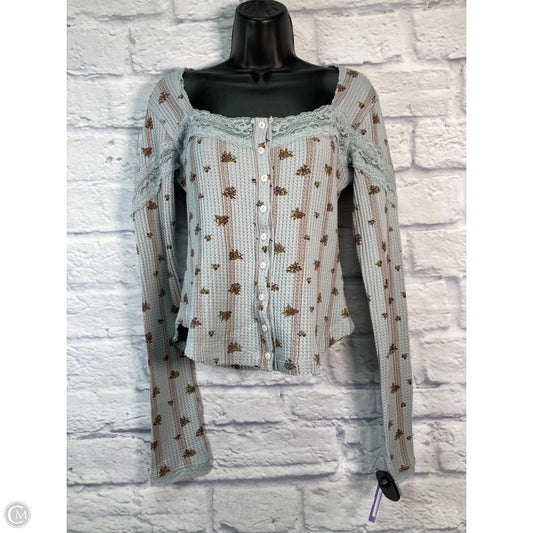 Top Long Sleeve By Free People In Blue & Brown, Size: M