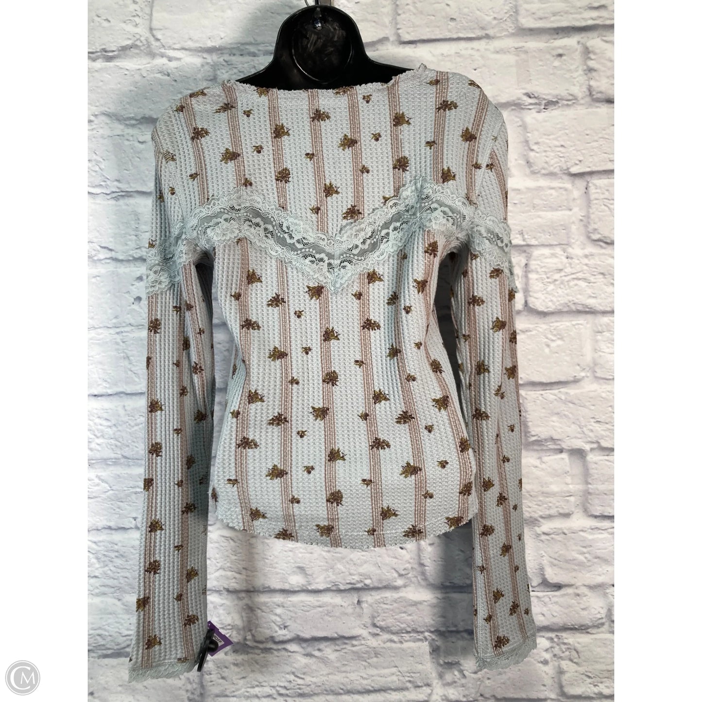 Top Long Sleeve By Free People In Blue & Brown, Size: M
