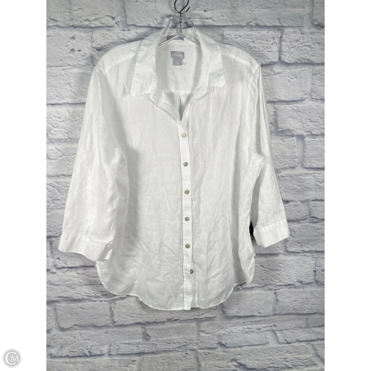 Top Short Sleeve By Chicos In White, Size: Xl