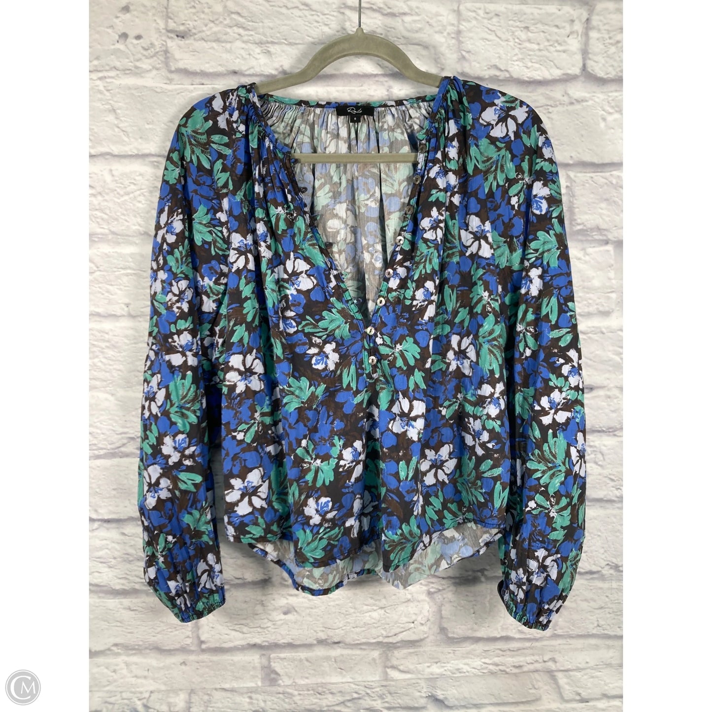 Top Long Sleeve By Rails In Blue & Green, Size: S