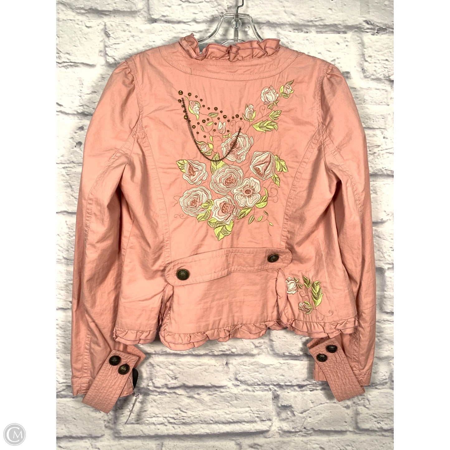 Jacket Denim By Johnny Was In Pink, Size: S