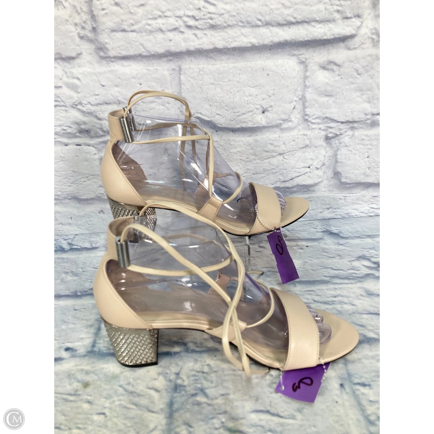 Sandals Heels Block By Calvin Klein In Tan, Size: 7.5