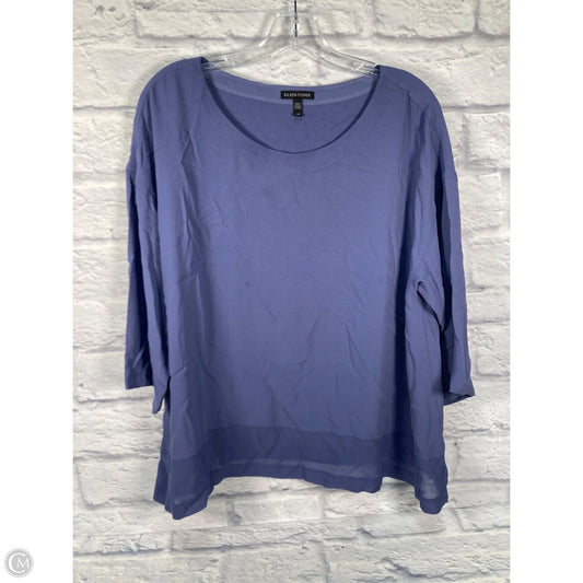 Blouse Short Sleeve By Eileen Fisher In Blue, Size: L