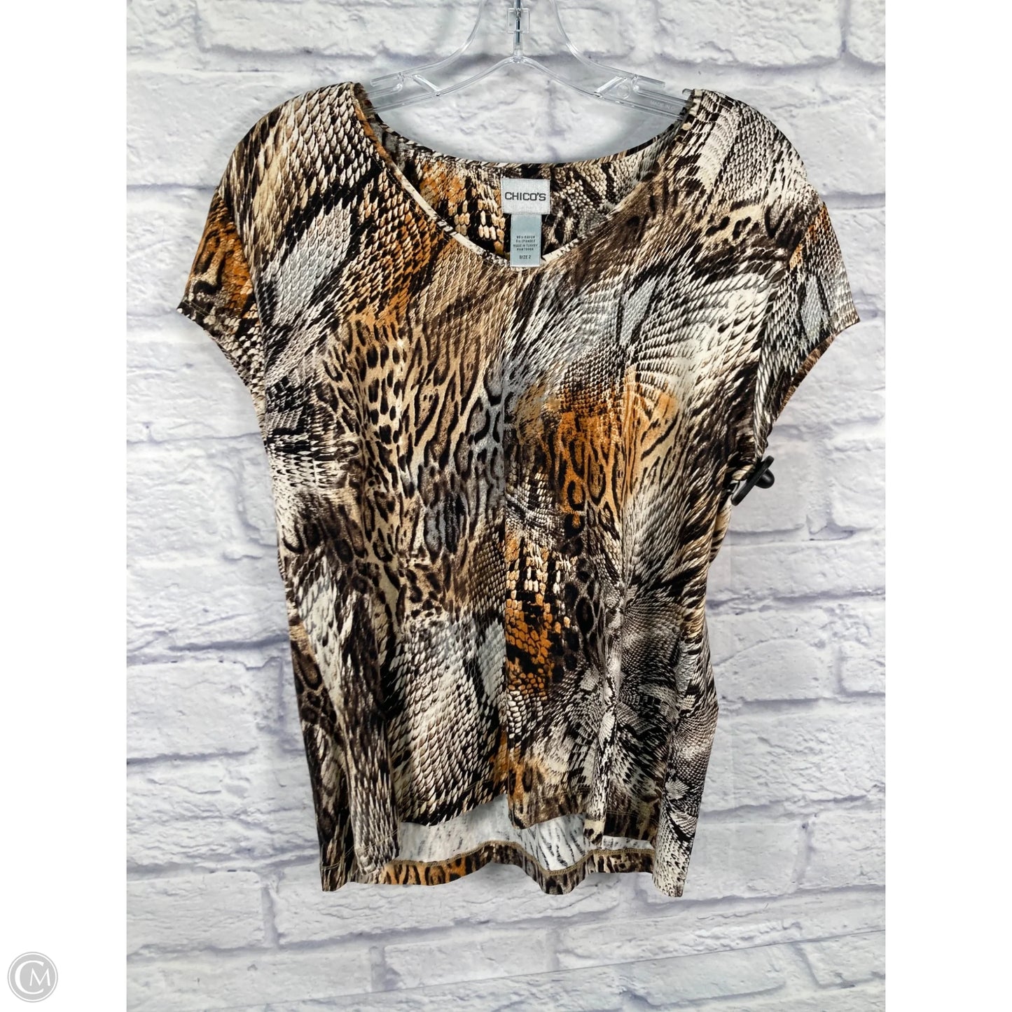Top Short Sleeve By Chicos In Animal Print, Size: L
