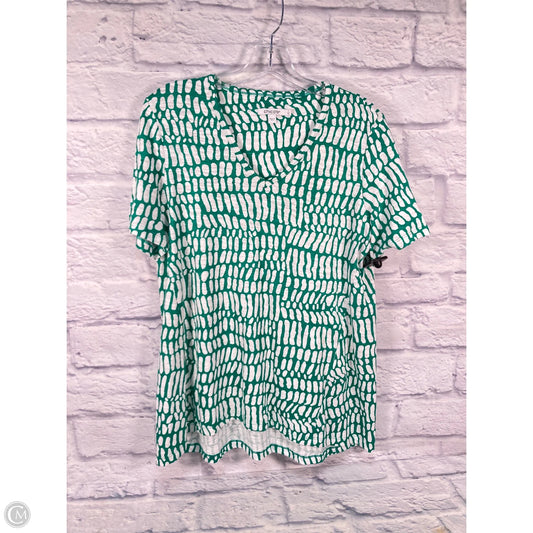 Top Short Sleeve By Chicos In Green & White, Size: M